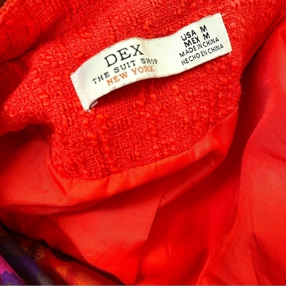 Trendy RED moto style tweed boho jacket w raw edge - Picture 15 of 16